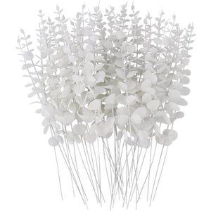 36 Pcs White Eucalyptus Stems Artificial Leaves Decor Fake 15 inch Wedding